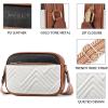 imageBOSTANTEN Quilted Crossbody Bags for Women Vegan Leather Purses Small Shoulder Handbags with Wide StrapQbeige With Black With Brown
