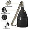 imageBOSTANTEN Sling Bag Cross Body Bag Trendy Leather Crossbody Purse Chest Bag with Adjustable Guitar Strap for TravelBlack