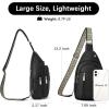 imageBOSTANTEN Sling Bag Cross Body Bag Trendy Leather Crossbody Purse Chest Bag with Adjustable Guitar Strap for TravelBlack
