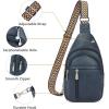 imageBOSTANTEN Sling Bag Cross Body Bag Trendy Leather Crossbody Purse Chest Bag with Adjustable Guitar Strap for TravelBlue