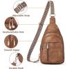 imageBOSTANTEN Sling Bag Cross Body Bag Trendy Leather Crossbody Purse Chest Bag with Adjustable Guitar Strap for TravelBrown