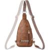 imageBOSTANTEN Sling Bag Cross Body Bag Trendy Leather Crossbody Purse Chest Bag with Adjustable Guitar Strap for TravelBrown