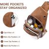 imageBOSTANTEN Sling Bag Cross Body Bag Trendy Leather Crossbody Purse Chest Bag with Adjustable Guitar Strap for TravelBrown With Blackwhite