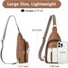 imageBOSTANTEN Sling Bag Cross Body Bag Trendy Leather Crossbody Purse Chest Bag with Adjustable Guitar Strap for TravelBrown With Blackwhite
