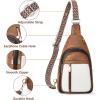 imageBOSTANTEN Sling Bag Cross Body Bag Trendy Leather Crossbody Purse Chest Bag with Adjustable Guitar Strap for TravelBrown With Blackwhite