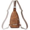 imageBOSTANTEN Sling Bag Cross Body Bag Trendy Leather Crossbody Purse Chest Bag with Adjustable Guitar Strap for TravelBrown With Blackwhite