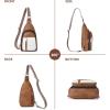 imageBOSTANTEN Sling Bag Cross Body Bag Trendy Leather Crossbody Purse Chest Bag with Adjustable Guitar Strap for TravelBrown With Blackwhite