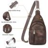 imageBOSTANTEN Sling Bag Cross Body Bag Trendy Leather Crossbody Purse Chest Bag with Adjustable Guitar Strap for TravelCoffee