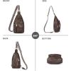 imageBOSTANTEN Sling Bag Cross Body Bag Trendy Leather Crossbody Purse Chest Bag with Adjustable Guitar Strap for TravelCoffee