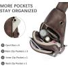 imageBOSTANTEN Sling Bag Cross Body Bag Trendy Leather Crossbody Purse Chest Bag with Adjustable Guitar Strap for TravelCoffee