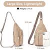 imageBOSTANTEN Sling Bag Cross Body Bag Trendy Leather Crossbody Purse Chest Bag with Adjustable Guitar Strap for TravelLight Brown