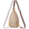 imageBOSTANTEN Sling Bag Cross Body Bag Trendy Leather Crossbody Purse Chest Bag with Adjustable Guitar Strap for TravelLight Brown
