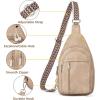 imageBOSTANTEN Sling Bag Cross Body Bag Trendy Leather Crossbody Purse Chest Bag with Adjustable Guitar Strap for TravelLight Brown