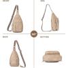 imageBOSTANTEN Sling Bag Cross Body Bag Trendy Leather Crossbody Purse Chest Bag with Adjustable Guitar Strap for TravelLight Brown