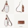 imageBOSTANTEN Sling Bag Quilted Crossbody Bags for Women Cross Body Purse Leather Fanny Pack with Adjustable Guitar StrapAbeige