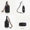 imageBOSTANTEN Sling Bag Quilted Crossbody Bags for Women Cross Body Purse Leather Fanny Pack with Adjustable Guitar StrapAblack