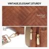 imageBOSTANTEN Sling Bag Quilted Crossbody Bags for Women Cross Body Purse Leather Fanny Pack with Adjustable Guitar StrapAbrown