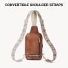 imageBOSTANTEN Sling Bag Quilted Crossbody Bags for Women Cross Body Purse Leather Fanny Pack with Adjustable Guitar StrapAbrown