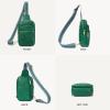 imageBOSTANTEN Sling Bag Quilted Crossbody Bags for Women Cross Body Purse Leather Fanny Pack with Adjustable Guitar StrapAgreen