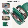 imageBOSTANTEN Sling Bag Quilted Crossbody Bags for Women Cross Body Purse Leather Fanny Pack with Adjustable Guitar StrapAgreen