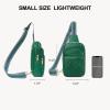 imageBOSTANTEN Sling Bag Quilted Crossbody Bags for Women Cross Body Purse Leather Fanny Pack with Adjustable Guitar StrapAgreen