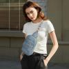 imageBOSTANTEN Sling Bag Quilted Crossbody Bags for Women Cross Body Purse Leather Fanny Pack with Adjustable Guitar StrapAlight Blue