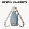 imageBOSTANTEN Sling Bag Quilted Crossbody Bags for Women Cross Body Purse Leather Fanny Pack with Adjustable Guitar StrapAlight Blue