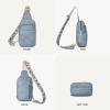 imageBOSTANTEN Sling Bag Quilted Crossbody Bags for Women Cross Body Purse Leather Fanny Pack with Adjustable Guitar StrapAlight Blue