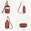 imageBOSTANTEN Sling Bag Quilted Crossbody Bags for Women Cross Body Purse Leather Fanny Pack with Adjustable Guitar StrapAmulticolor