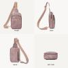 imageBOSTANTEN Sling Bag Quilted Crossbody Bags for Women Cross Body Purse Leather Fanny Pack with Adjustable Guitar StrapApurple