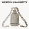 imageBOSTANTEN Sling Bag Quilted Crossbody Bags for Women Cross Body Purse Leather Fanny Pack with Adjustable Guitar StrapAtwilight Grey