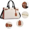 imageBOSTANTEN Women Leather Handbag Designer Satchel Purses Top Handle Shoulder Totes Crossbody BagA01beige With Brown