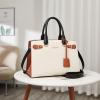 imageBOSTANTEN Women Leather Handbag Designer Satchel Purses Top Handle Shoulder Totes Crossbody BagA01beige With Brown