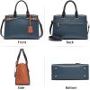 imageBOSTANTEN Women Leather Handbag Designer Satchel Purses Top Handle Shoulder Totes Crossbody BagA02blue With Brown
