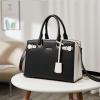 imageBOSTANTEN Women Leather Handbag Designer Satchel Purses Top Handle Shoulder Totes Crossbody BagA03black With White