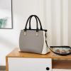 imageBOSTANTEN Women Leather Handbags Top Handle Satchel Purses MediumA5grey With Beige