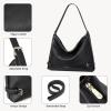 imageBOSTANTEN Women Purse and Handbag Vegan Leather Shoulder Hobo Bags with Multi Pockets and Removable StrapBblack