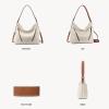 imageBOSTANTEN Women Purse and Handbag Vegan Leather Shoulder Hobo Bags with Multi Pockets and Removable StrapBeige With Brown