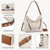 imageBOSTANTEN Women Purse and Handbag Vegan Leather Shoulder Hobo Bags with Multi Pockets and Removable StrapBeige With Brown