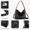 imageBOSTANTEN Women Purse and Handbag Vegan Leather Shoulder Hobo Bags with Multi Pockets and Removable StrapBlack