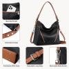 imageBOSTANTEN Women Purse and Handbag Vegan Leather Shoulder Hobo Bags with Multi Pockets and Removable StrapBlack With Brown