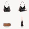 imageBOSTANTEN Women Purse and Handbag Vegan Leather Shoulder Hobo Bags with Multi Pockets and Removable StrapBlack With Brown
