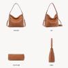 imageBOSTANTEN Women Purse and Handbag Vegan Leather Shoulder Hobo Bags with Multi Pockets and Removable StrapBrown