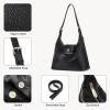 imageBOSTANTEN Women Purse and Handbag Vegan Leather Shoulder Hobo Bags with Multi Pockets and Removable StrapC01black