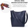 imageBOSTANTEN Womens Leather Designer Handbags Tote Purses Shoulder Bucket BagsA04navy Blue