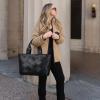 imageBOSTANTEN Woven Tote Bag for Women Top Handle Purses and Handbags Shoulder Crossbody Purse With ZipperBblack