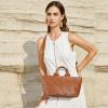 imageBOSTANTEN Woven Tote Bag for Women Top Handle Purses and Handbags Shoulder Crossbody Purse With ZipperBrown