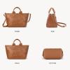 imageBOSTANTEN Woven Tote Bag for Women Top Handle Purses and Handbags Shoulder Crossbody Purse With ZipperBrown