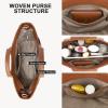 imageBOSTANTEN Woven Tote Bag for Women Top Handle Purses and Handbags Shoulder Crossbody Purse With ZipperBrown