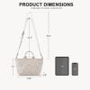 imageBOSTANTEN Woven Tote Bag for Women Top Handle Purses and Handbags Shoulder Crossbody Purse With ZipperLight Grey
